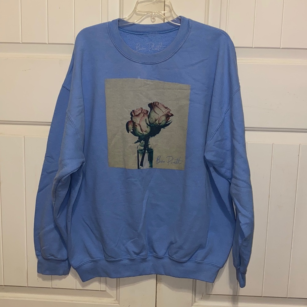 blue oversized ben platt rose sweater